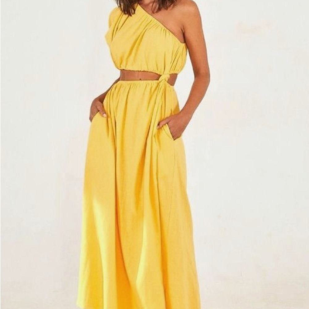 Farm RioYellow One-Shoulder Maxi Dress
